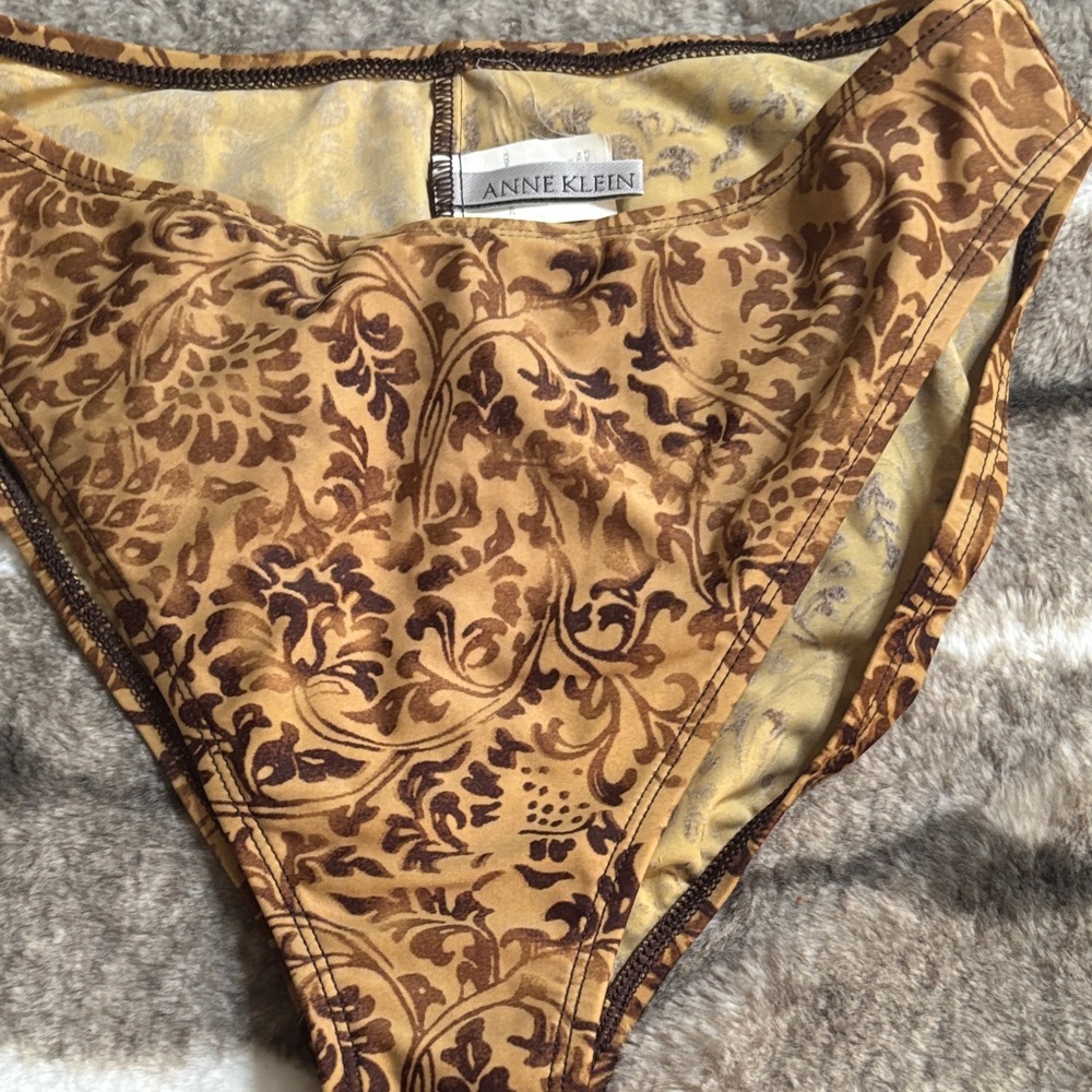 Anne Klein Gold and Brown Floral Chemise Set - Picture 3 of 8